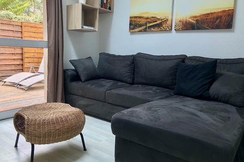 Comfortable sofa with a coffee table